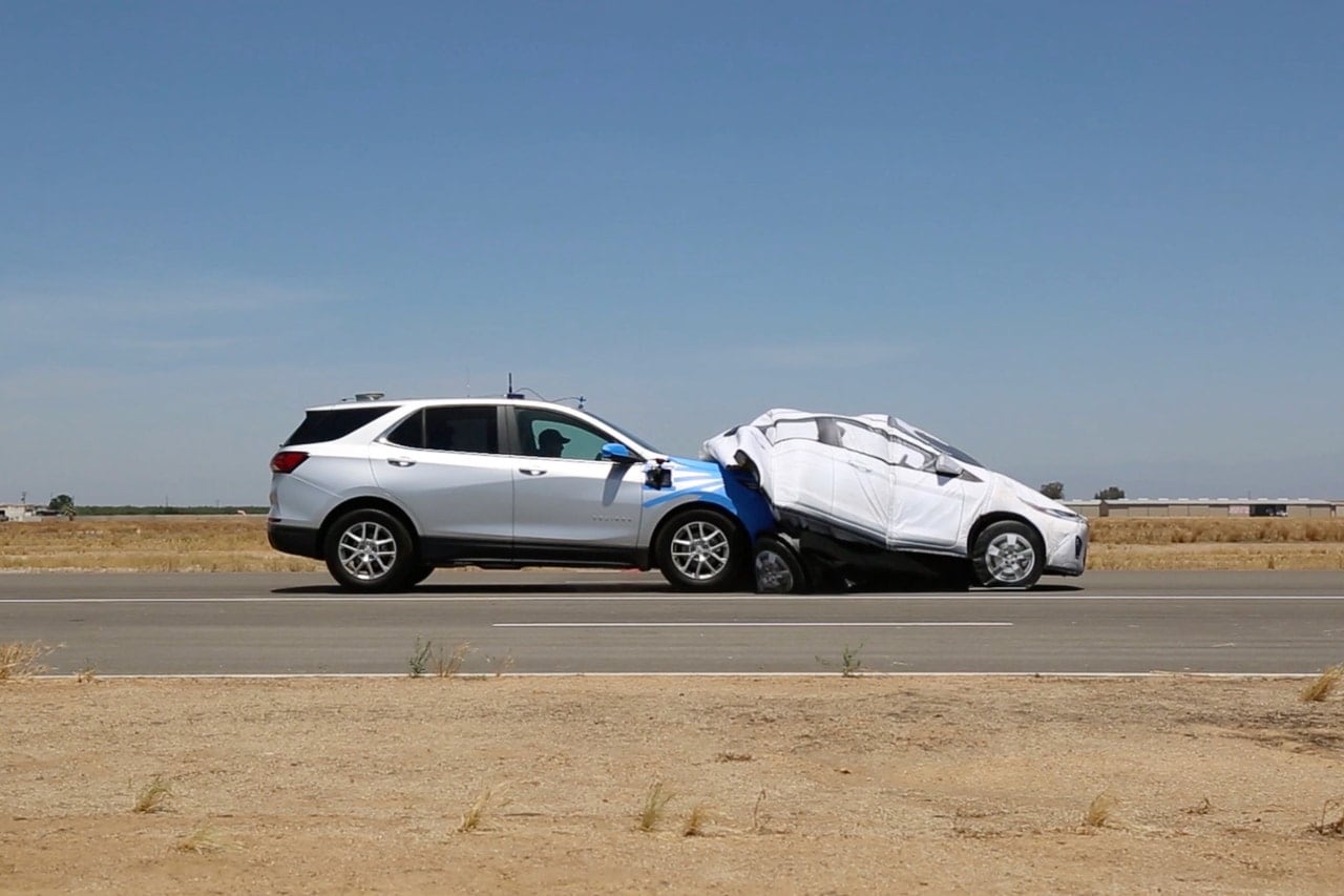 Image showing a 2022 Chevrolet Equinox undergoing testing of its emergency braking system