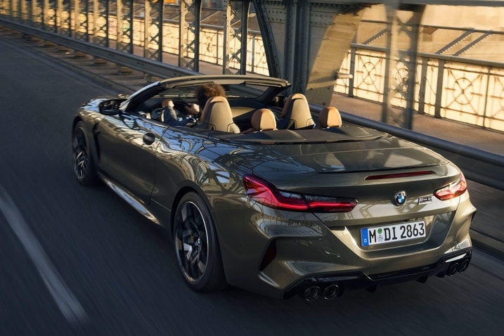 2023 BMW M8 Competition convertible rear 3/4