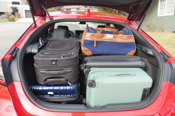 Six suitcases in the Honda Civic Hatchback