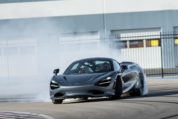 2024 McLaren 750S drifting on track