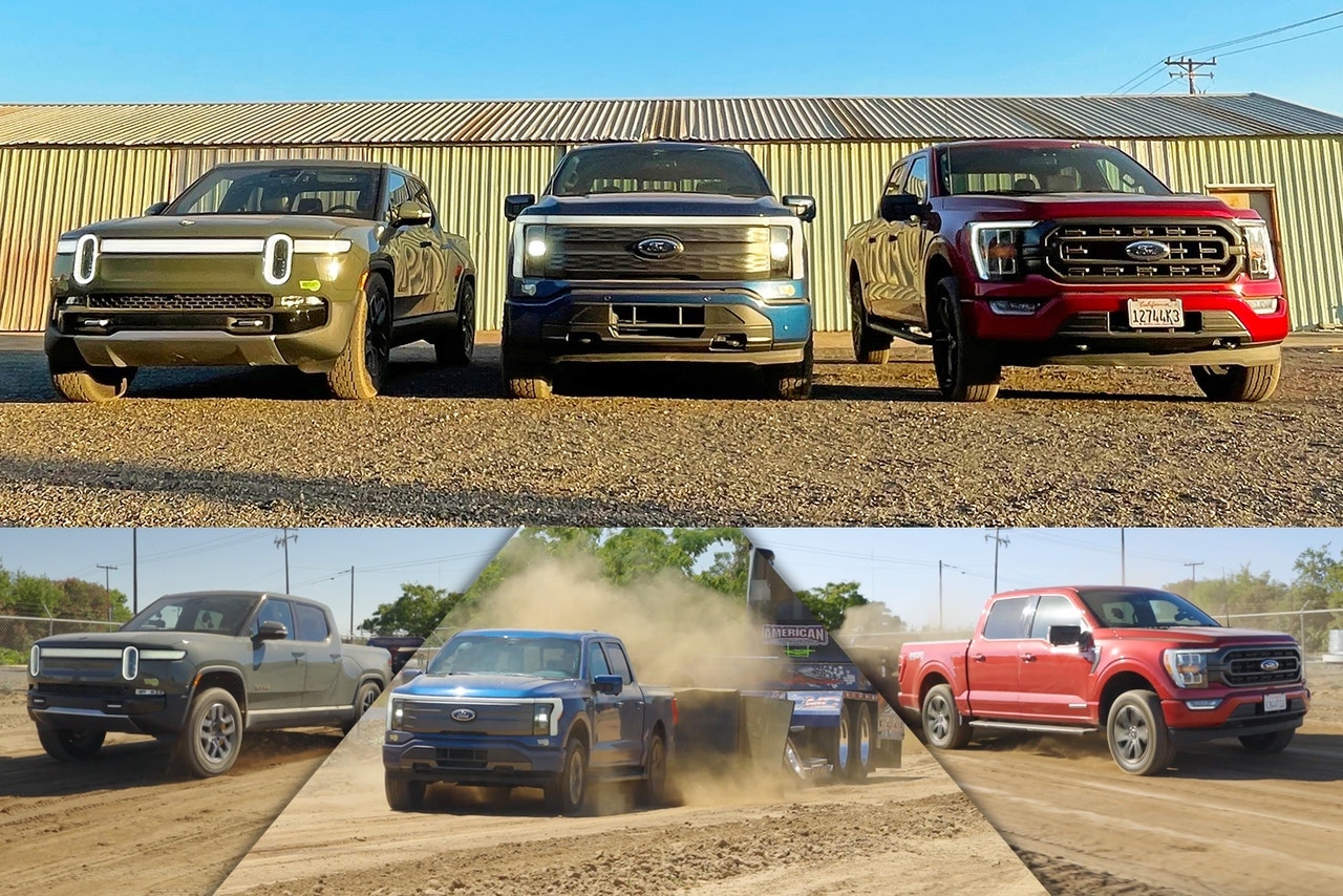 Edmunds tractor pull showdown: Rivian R1T, Ford F-150 Lightning and Ford F-150 Hybrid