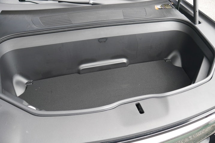 Rivian R1S frunk in upper floor position