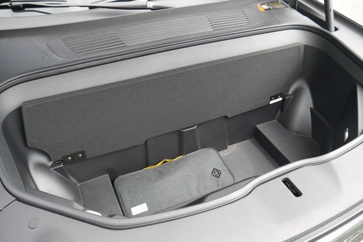 Rivian R1S frunk with floor in up position