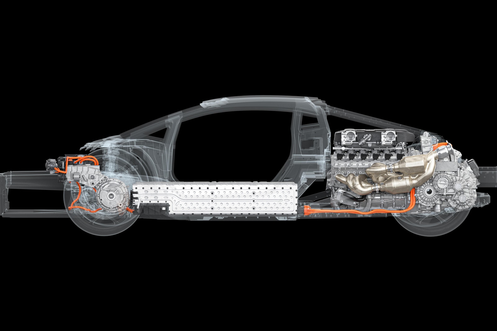 Side profile of Lamborghini LB744 engine