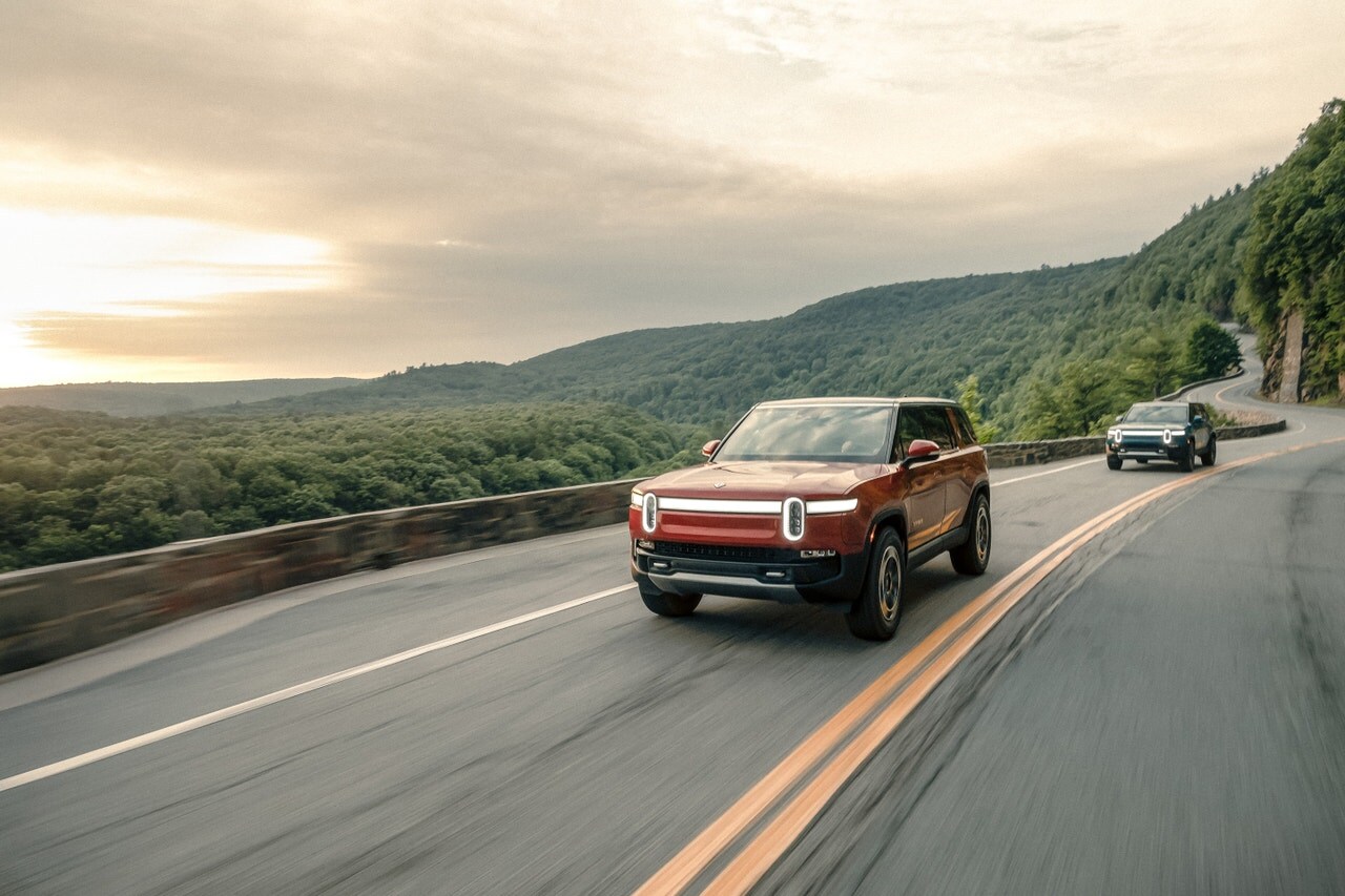 Rivian R1S on the road