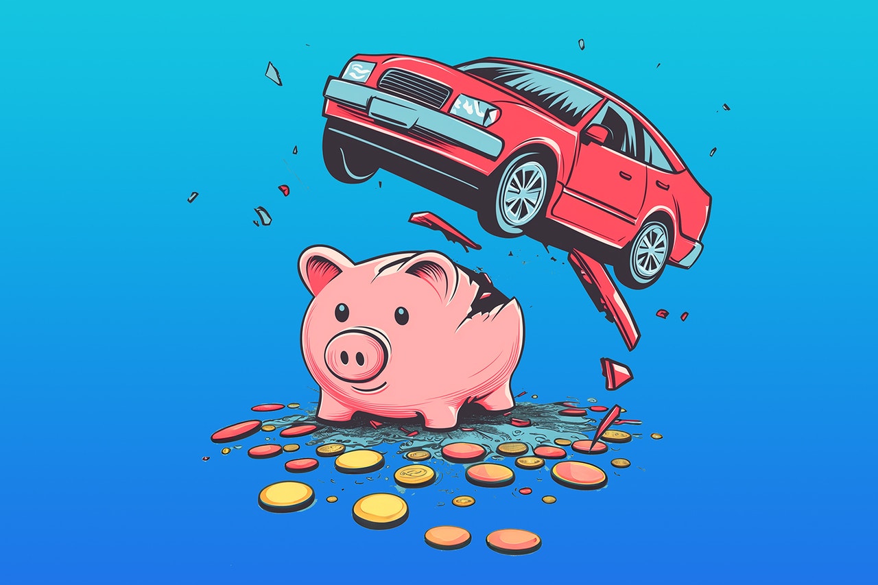 Illustration of a piggy bank being broken open