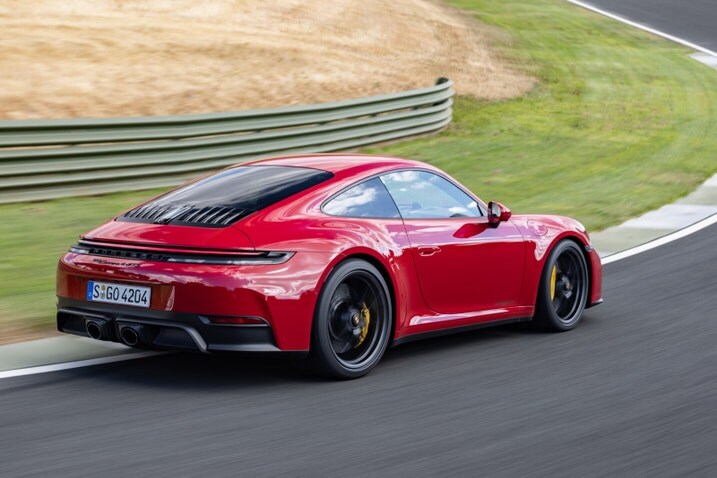2025 Porsche 911 GTS action rear 3/4