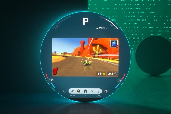 Next-generation Mini screen display showing AirConsole integration