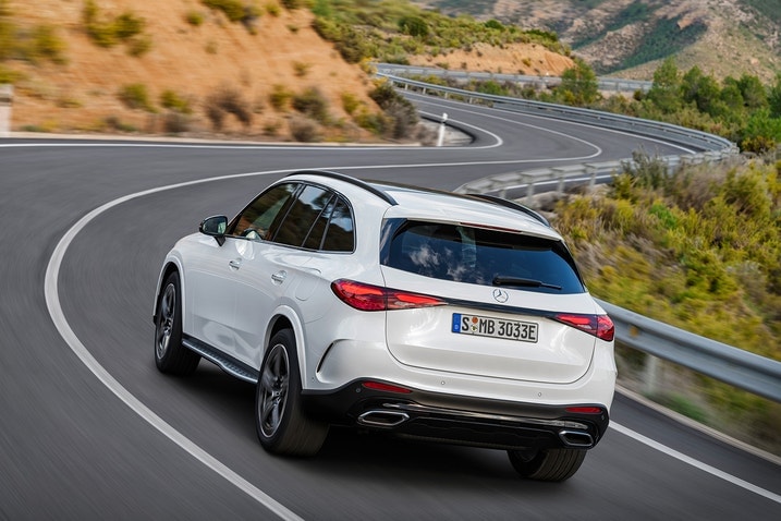 2023 Mercedes-Benz GLC 300 action shot rear 3/4