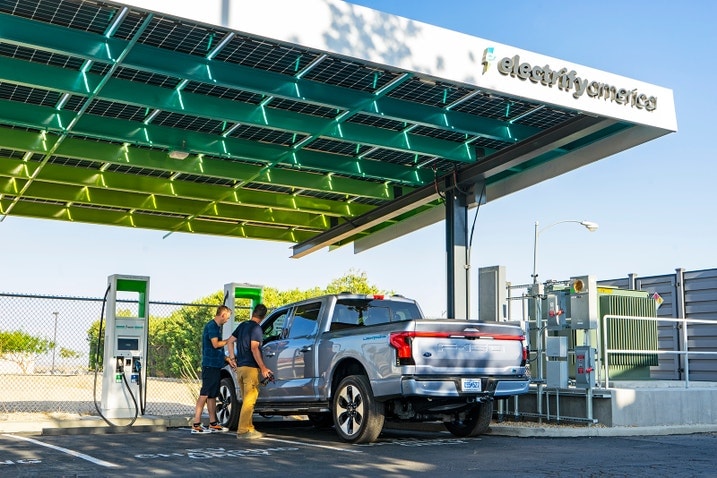 2023 Ford F-150 Lightning at Electrify America charge station