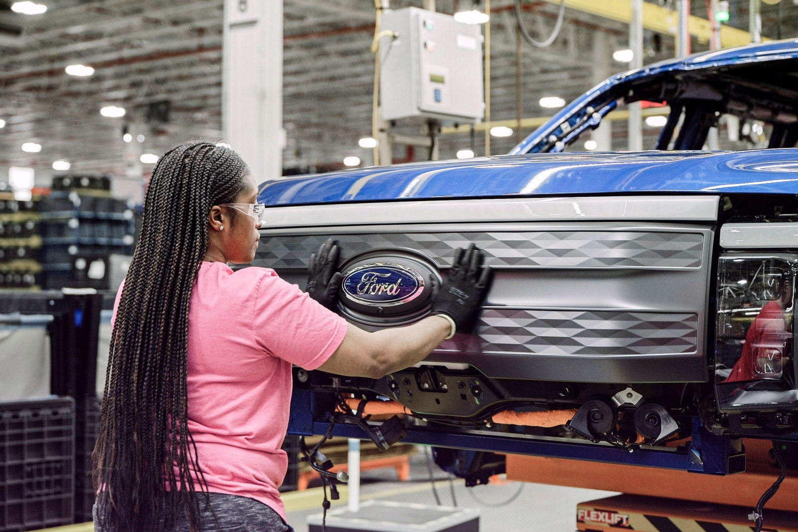 Ford F-150 Lightning being built on production line