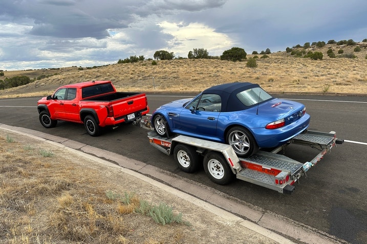 Long-term Toyota Tacoma towing a BMW Z3 M Roadster