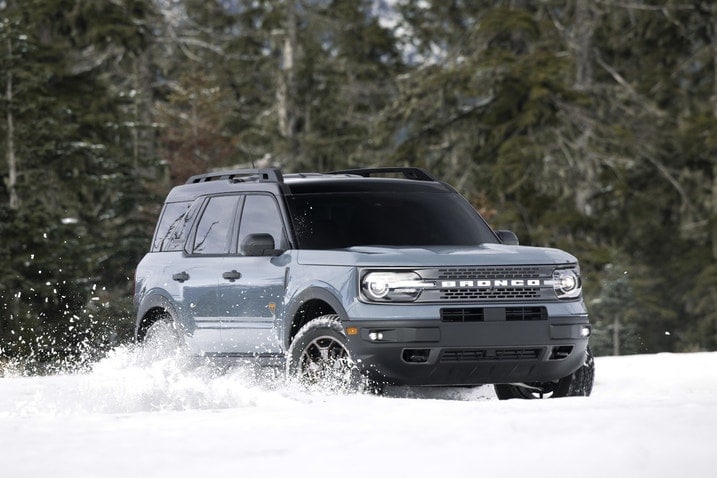 2024 Ford Bronco Sport driving through snow