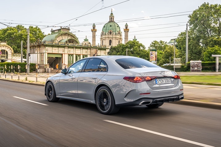 2024 Mercedes-Benz E-Class rear three-quarter