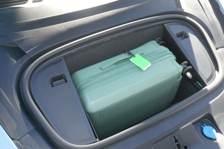Roll-aboard suitcase in Taycan frunk