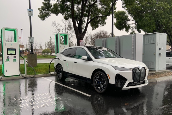 BMW iX at a charging station