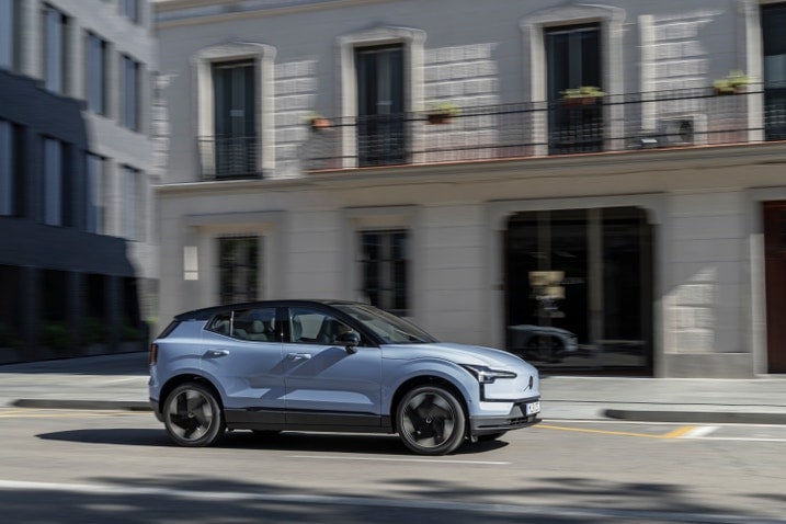 2025 Volvo EX30 driving in the city