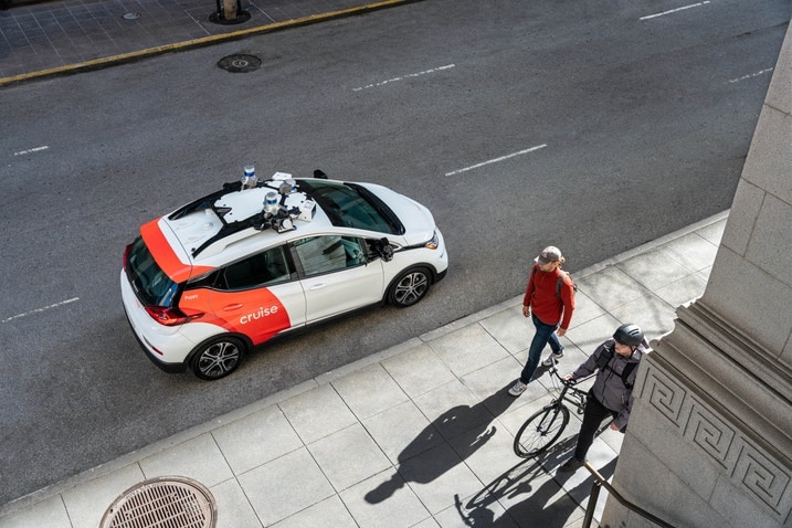 Cruise driverless taxi top-down view
