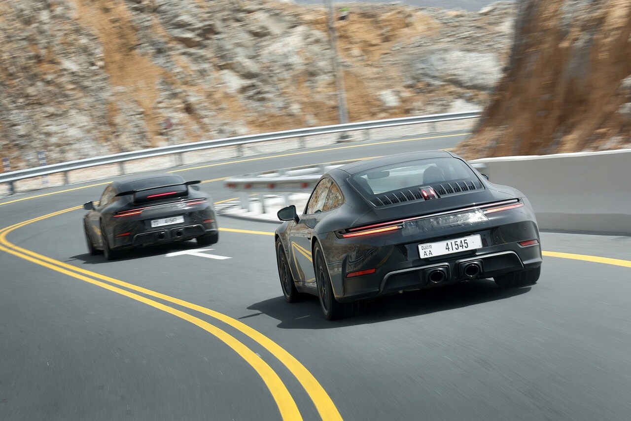 Porsche 911 Hybrid test mule driving