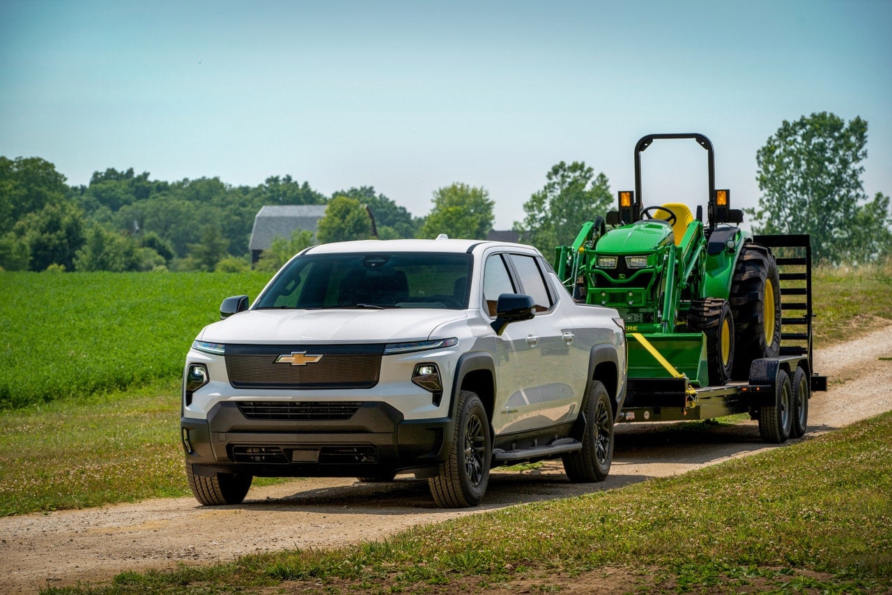 2024 Chevrolet Silverado EV towing farm equipment