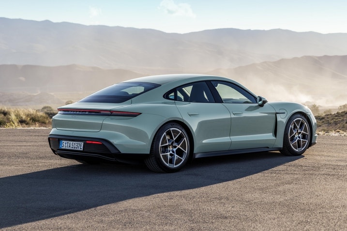 2025 Porsche Taycan rear three-quarter