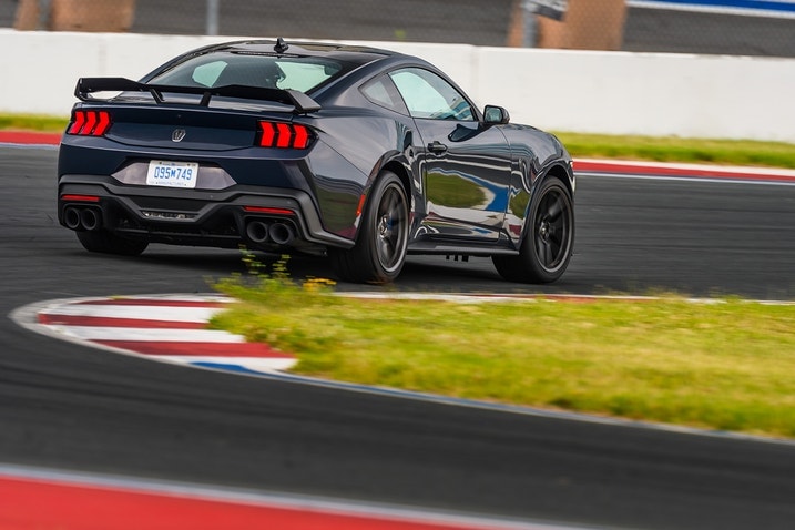 2024 Mustang Dark Horse rear three-quarter on track