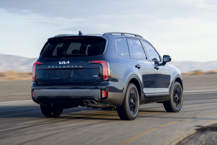 2023 KIA TELLURIDE SX X PRO BLUE REAR QUARTER VIEW