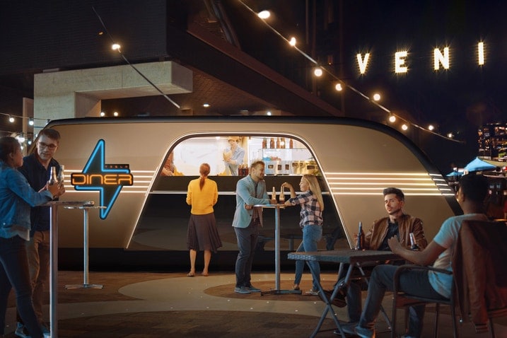 Tesla Robovan with people