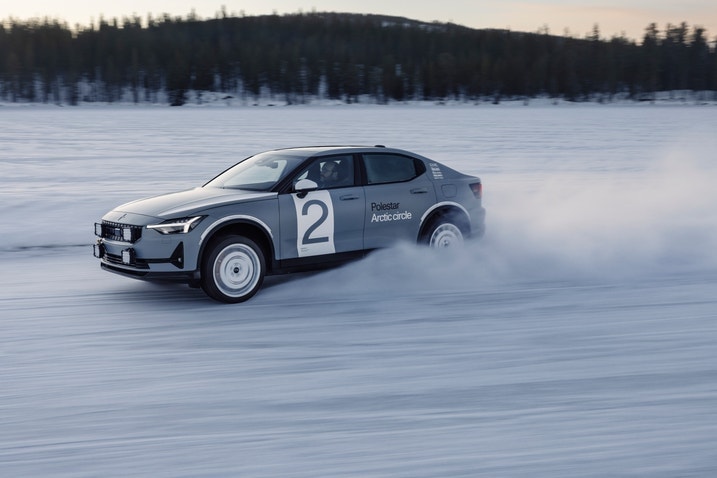 2023 Polestar 2 Arctic Circle driving 3/4