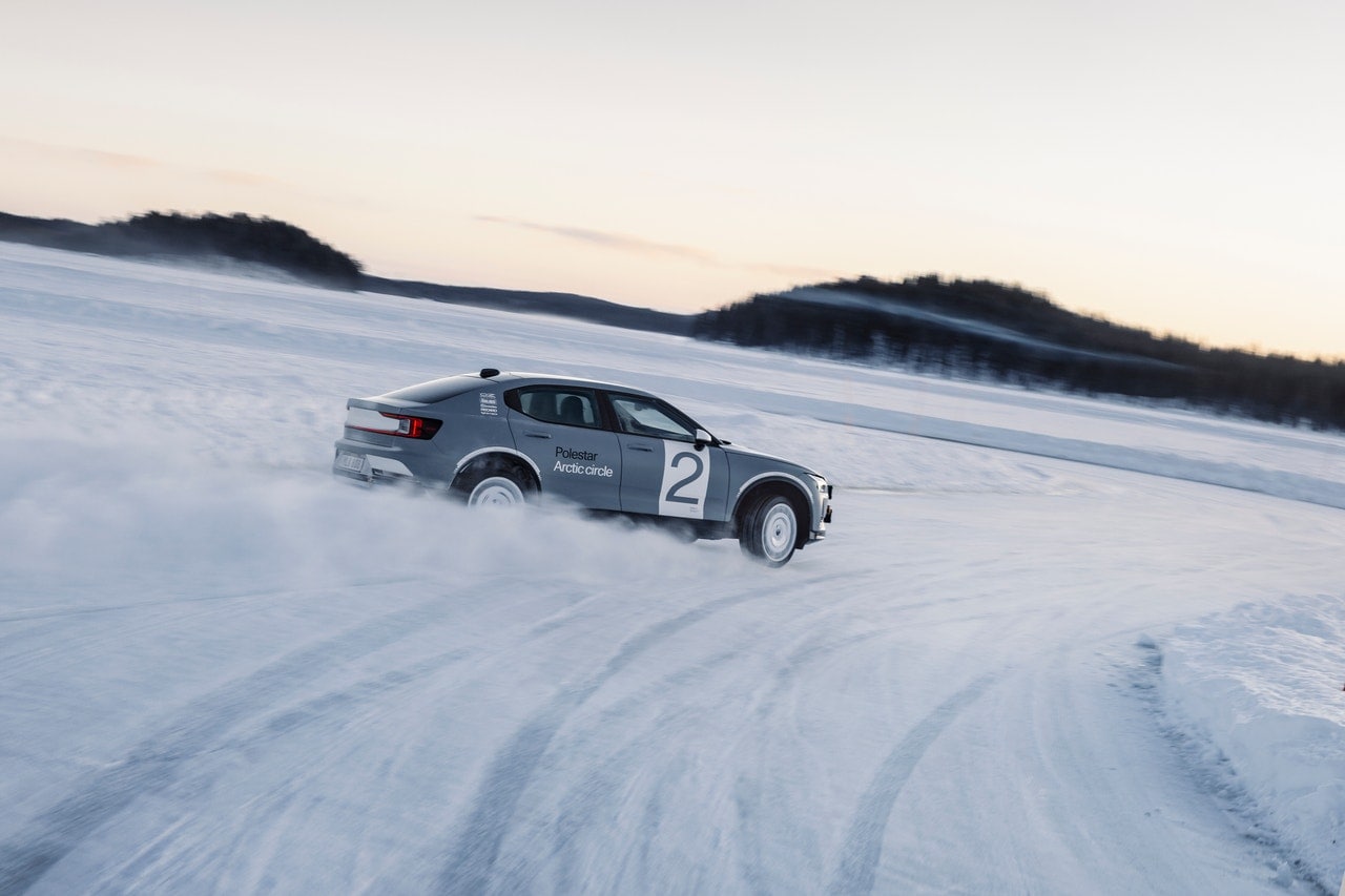 2023 Polestar 2 Arctic Circle drifting in snow