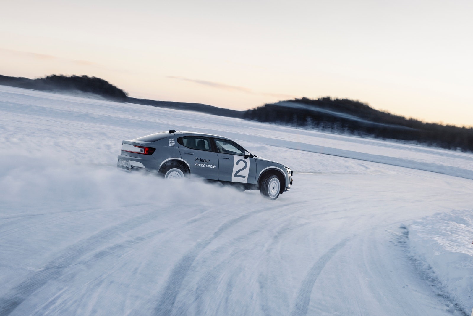 2023 Polestar 2 Arctic Circle drifting in snow