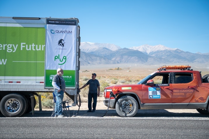 Rivian R1T charging Rebelle Rally
