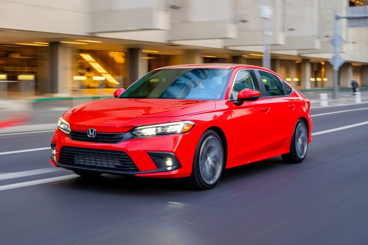 2023 Honda Civic sedan front three quarter action exterior