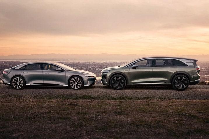 Lucid Air and Gravity in profile