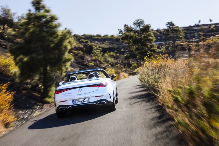 2024 Mercedes CLE Cabriolet rear, on the road