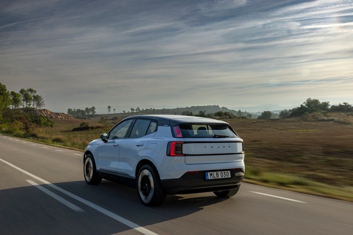 2025 Volvo EX30 rear on the road