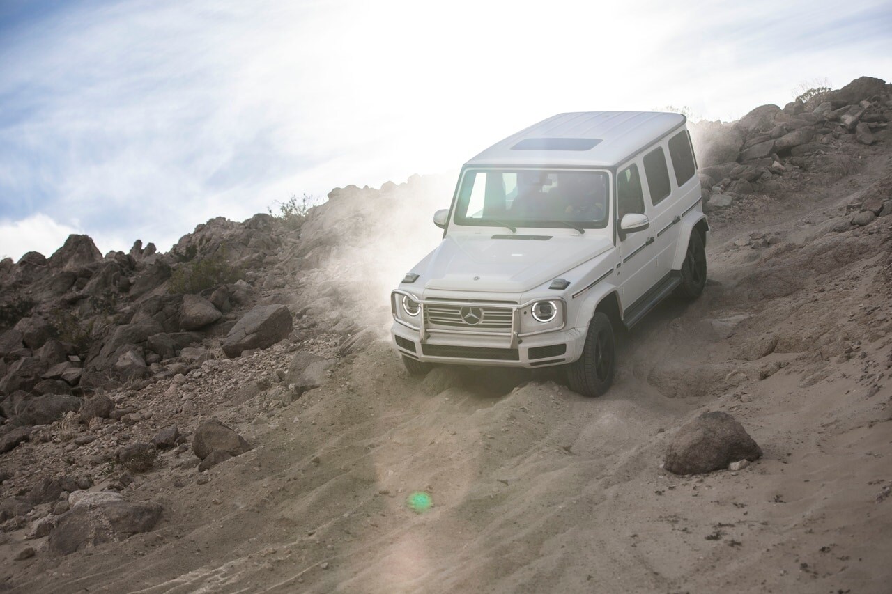 2021 Mercedes-Benz G-Class offroading front 3/4