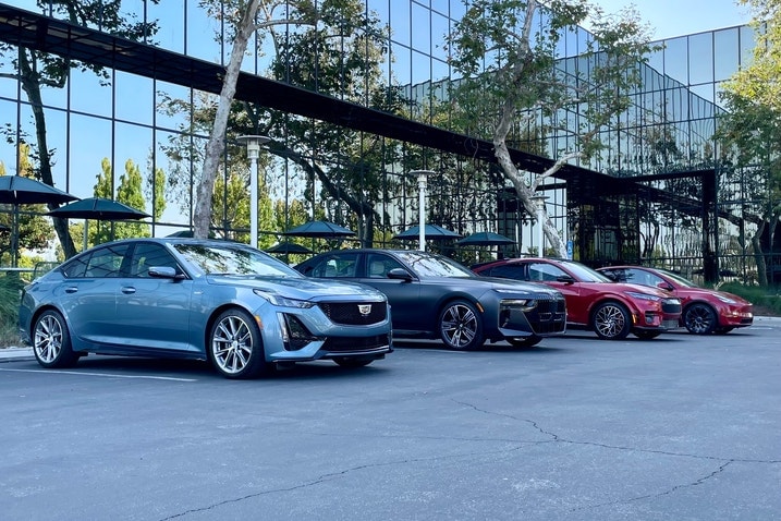 Cadillac CT4-V, BMW i7, Ford Mustang Mach-E GT and Tesla Model Y