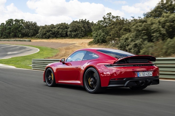 2025 Porsche 911 GTS action rear 3/4