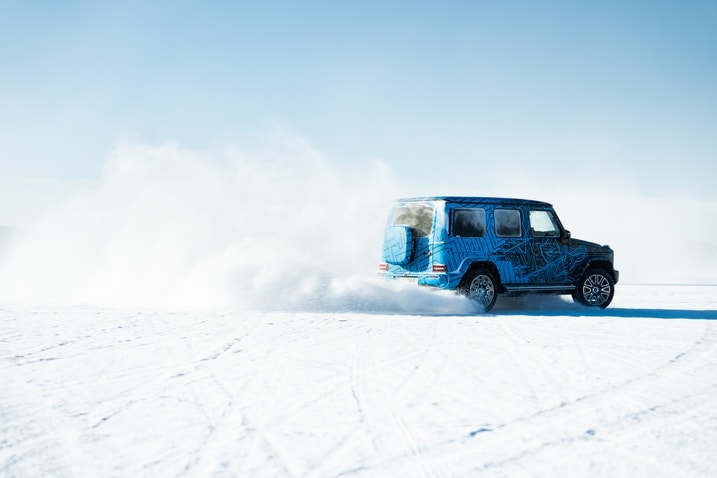 Mercedes-Benz G 580 with EQ Technology prototype on the snow and ice in Sweden