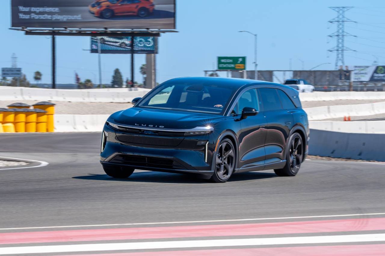 2026 Lucid Gravity Grand Touring driving on track