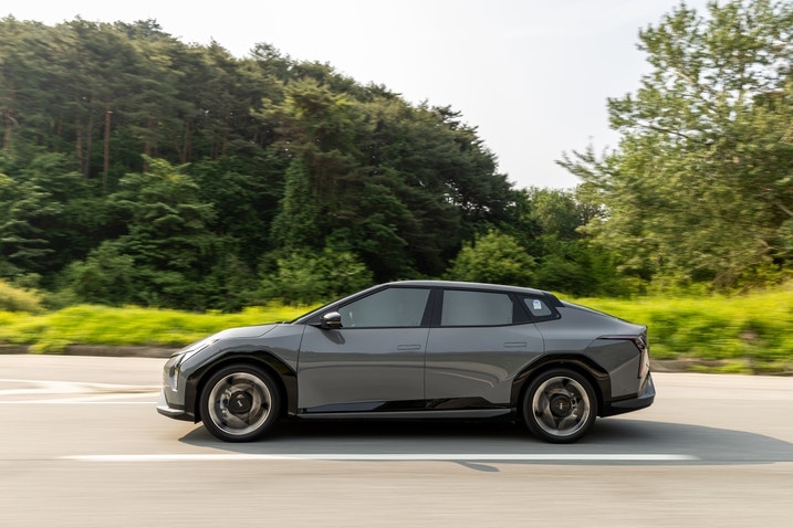 2026 Kia EV4 side profile driving shot
