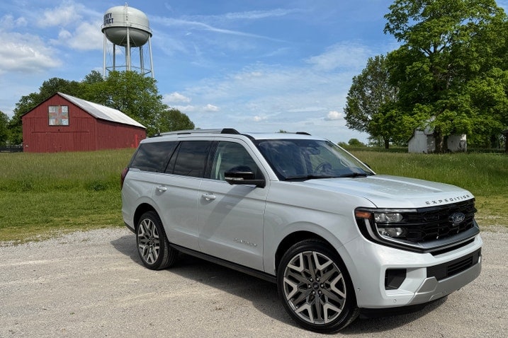 2025 Ford Expedition in front of a barn. Front view