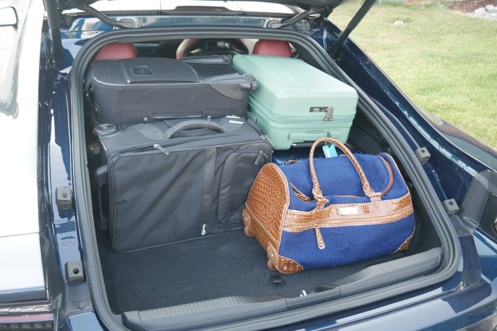 Dodge Charger Daytona Coupe Cargo Test six suitcases in the trunk