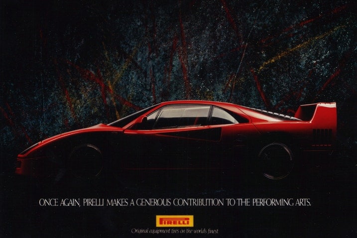 1987 Ferrari F40 profile Pirelli advertisement